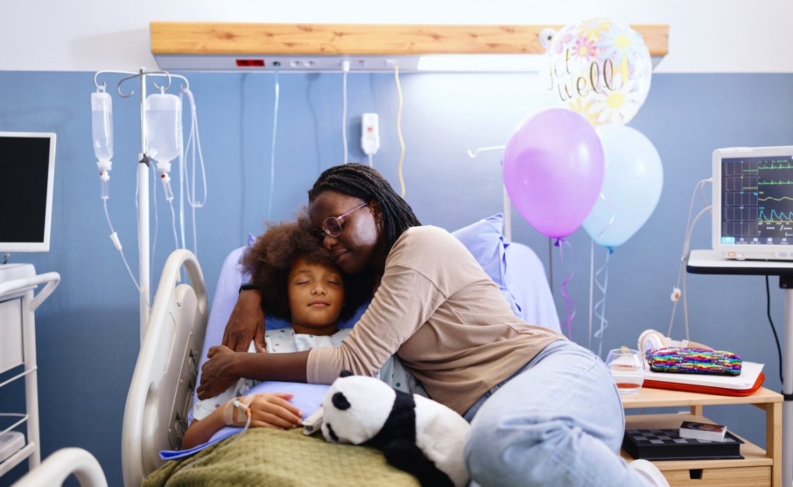 Mother Taking Care Of Her Daughter In The Hospital